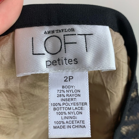 LOFT Petites Black Lace Godet Skirt - Picture 3 of 4